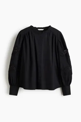 H&M Dantel Ara Şeritli ve Pamuklu Bluz