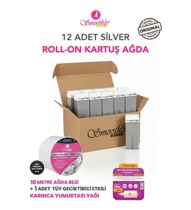 Smoothly KARTUŞ SİLVER ROLL-ON SİR AĞDA 12 Lİ SET + 1 KARINCA YUMURTA YAĞI + 10 MT. BEZ