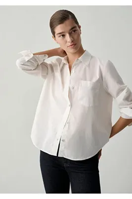 Mavi Cepli Ekru Gömlek Regular Fit / Normal Kesim 1211652-80194