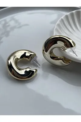 Lavian Accessories Gold Bombe Halka Tasarım Küpe