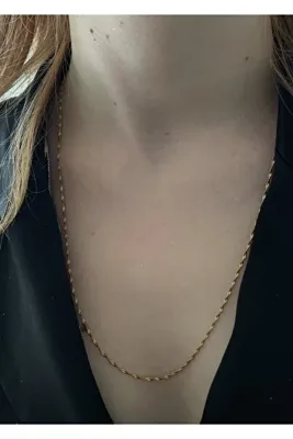 KİLİGİSTANBUL 60 Cm Gold Renk Unisex Çelik Ince Burgu Kolye