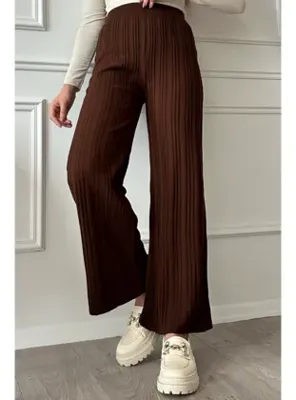 InStyle Fitilli Acı Kahve Triko Pantolon