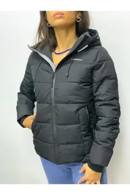 lumberjack Kadın Siyah Renk Kalın Şişme Mont Kapşonlu Sn31 Apreskı Coat
