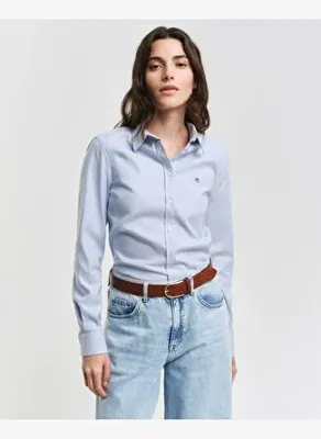 Gant Kadın Mavi Slim Fit Klasik Yaka Oxford Gömlek