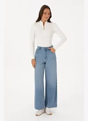 U.S. Polo Assn. Kadın Açık Mavi Loose Fit Jean Pantolon 50316568-DN0021