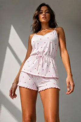 Genel Markalar Kadın Viskoz Sezonsuz Paçalı Pembe Pijama Takımı