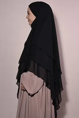 Fashion journey Sufle Eşarp Şifon Khimar Hazır Eşarp Bağcıklı Eşarp Peçeli