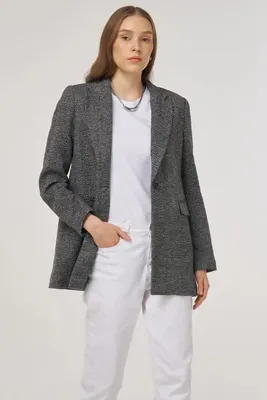 Kayra Tek Düğmeli Blazer Ceket Siyah