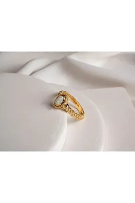 Safir Kuyumculuk 14 Ayar Altın Opal Yüzük - 14 Ayar Altın Opal Taşlı Yüzük