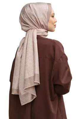 Hint İpek Monogram Şal - Karamel