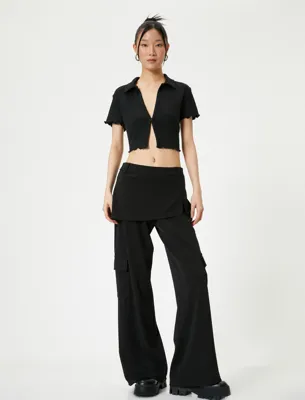 Koton Crop Polo Tişört Kısa Kollu Slim Fit