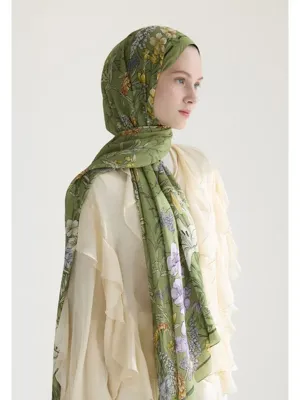 Fresh Scarfs Valentına Floş Viskon Şal Yeşil