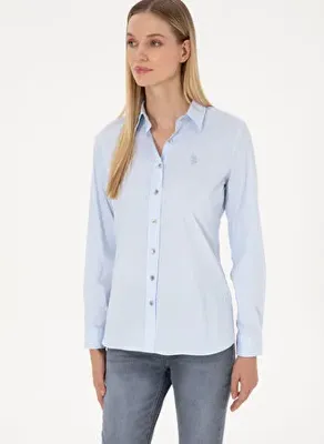 U.S. Polo Assn. Mavi Kadın Pamuklu Gömlek CRISY025K