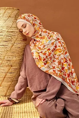 Silk Home Riva Şal Tencel Botanical Floral Krem