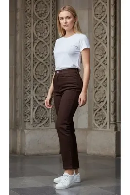 geenz manifacture Marnie Kahverengi Likralı Esnek Mom Süper Yüksek Bel Mom Jeans