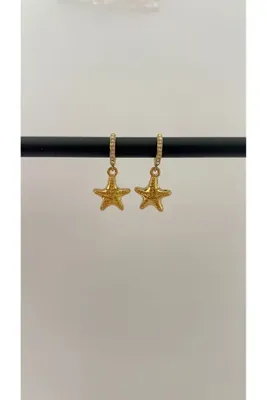 Goche Sallantılı Yıldız Figürlü Zirkon Taşlı Küpe