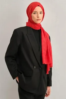 Armine Rahat Kırmızı Yün Şal Şıklık Katacak Günlük Kullanım İçin Modern Şal Kırmızı