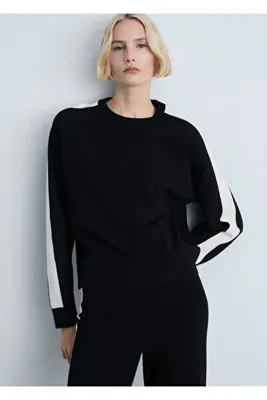 MANGO Woman Kontrast çizgili örgü kazak