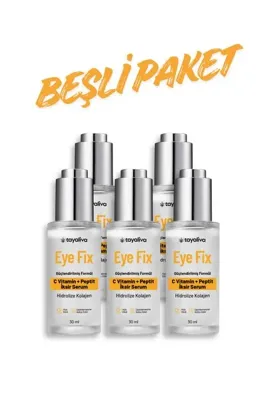 Tayaliva 5'li Set Eye Fix - Göz Altı Serumu Morluk, Torbalar, Şişlik ve Işıltı İçin C Vitamin + Peptit İksir Serum