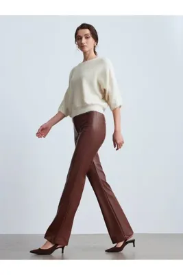 Dilvin 72237 Suni Deri Çan Paça Pantolon