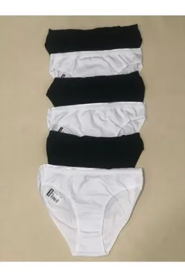 Tutku Kadın Siyah Beyaz Karışık 6'lı Paket Bikini Külot