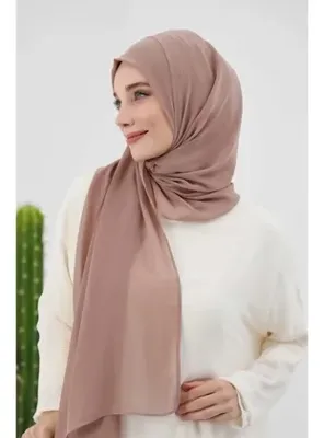 Aisha`s Design İğnesiz Takılabilen Pratik Şifon Şal,Koyu Vizon,PS-11