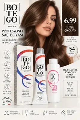 botegohair 6.11 Yoğun Küllü Koyu Kumral Profesyonel Saç Boyası Seti