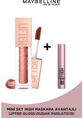 Maybelline New York Lifter Gloss Nemlendirici Dudak Parlatıcısı- 009 Topaz + Sky High Mini Maskara