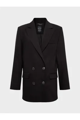 Rivus Oversize Kruvaze Kesim Ceket - Siyah