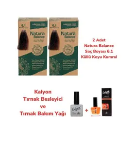 Natura Balance SAÇ BOYASI 6.1 KÜLLÜ KOYU KUMRAL 2 ADET + KALYON TIRNAK BESLEYİCİ VE BAKIM YAĞI