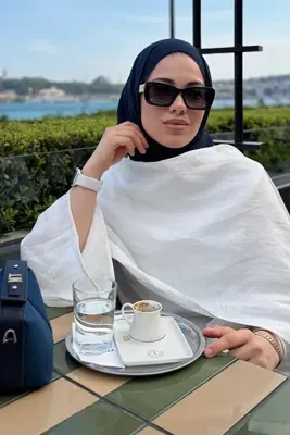 Madame Polo Krep Şifon Şal - Lacivert