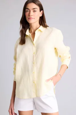 Defacto %100 Keten Oversize Uzun Kollu Gömlek