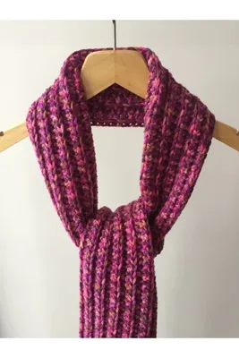 Mora Örgü Mora Knit Atkı El Örgüsü Çok Renkli Yünlü Atkı (21x200cm 325g-MK102)