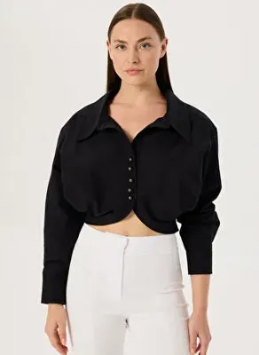 Rivus Siyah Kadın Gömlek 24SS101001S