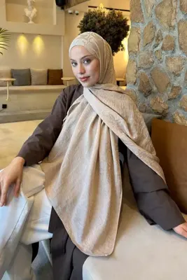 lamelif CC Desen Aura Pamuk Jakar Şal Camel