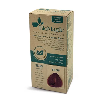 BioMagic Organik Amonyaksız Saç Boyası Şarap Kızılı-55.55 99 ml ve Altı Parlaklık ve Doğal Etki