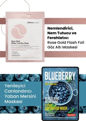 Dermal 3 Katmanlı Rose Gold Göz Maskesi 4 gr. ve Besleyici Nemlendirici %100 Pamuk Yulaf Maske 25 gr.