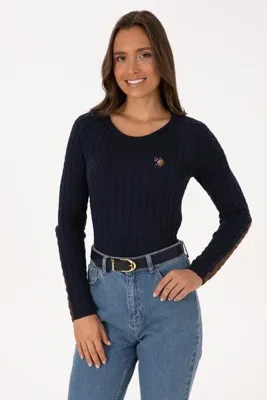 U.S. Polo Assn. Kadın Lacivert Bisiklet Yaka Basic Kazak 50307728-VR033