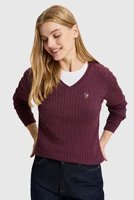 U.S. Polo Assn. Kadın Bordo Basic Kazak 50327575-VR180