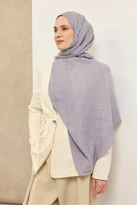 Silk Home Naia Pamuk Şal Maxi Monogram Gümüş
