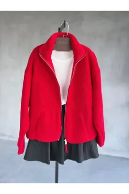 By Pakize Basic Fermuarlı Peluş Teddy Ceket