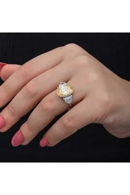 Genel Markalar NİDAM BUTİK Gümüş Sitrin Zirkon Taşlı Kadın Yüzük