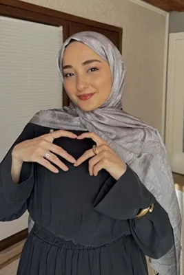 Madame Polo Premium Jakar Şal Sarmaşık Desen - Füme