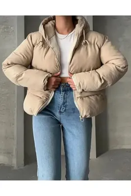 NOVABELLE KADIN KREM KAPÜŞONLU ŞİŞME MONT