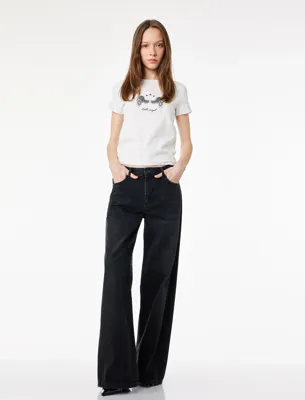 Koton Slim Fit Kısa Kollu Bisiklet Yaka Melek Baskılı Tişört