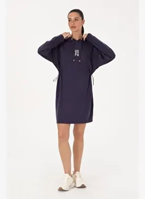 U.S. Polo Assn. Kadın Mürdüm Modal Karışımlı Mini Boy Kapüşonlu Sweatshirt Elbise 50314196