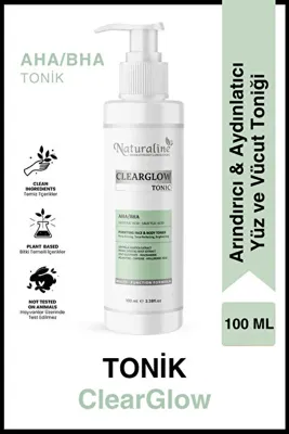Naturaline ClearGlow Tonik AHA/BHA Arındırıcı Yüz&Vücut 100 ml