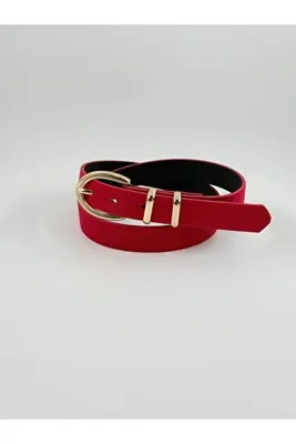 Pantastic Jeans 2.5 cm süet gold tokalı yeni sezon tirent renk kemeri