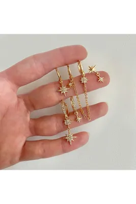 Okko Store Kadın Kuzey Yıldız Detaylı 6'lı Küpe