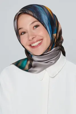 ARMİNE Nostalji Sura Saf İpek Eşarp 8339 - 32 Gri Kırçıllı Desen